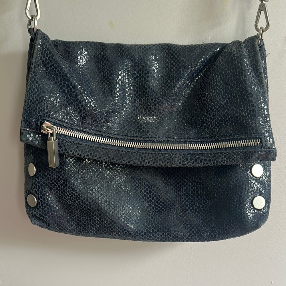 Hammitt VIP Medium Navy Crossbody Bag Silver Hardware